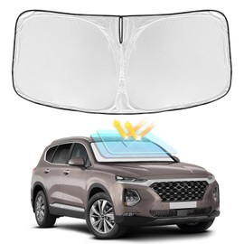 for Hyundai Santa Fe 2019-2024 Windshield Sun Shade - 4 Layers Car Sunshades for Front Windows Shade Cover Custom Fit Santa Fe Sun Visor 240T Retractable Shade Blocks UV Rays Car Accessories