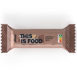 yfood Riegel Brownie & Roasted Nuts, Leckerer Proteinriegel für unterwegs, THIS IS FOOD, 14g Protein, 25 Vitamine und Mineralstoffe, 12 x 60g, Geschmack Brownie und Nuss