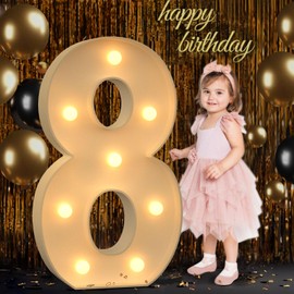 3FT Marquee Numbers, Light Up Numbers 8 for 8th 18th 48th Birthday Decorations, Big Numbers for Party Decorations, Large Light Up Numbers for Party Decor DIY Pre-Cut Foamboad Mosaic Numbers