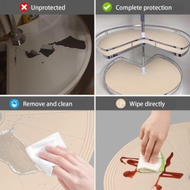 2 PCS Lazy Susan Shelf Liner,Silicone Waterproof Shelf Cabinet Liner,Non Slip Heat Resistant Lazy Susan Liners for Kitchen Cabinet(Khaki,26 Inch)