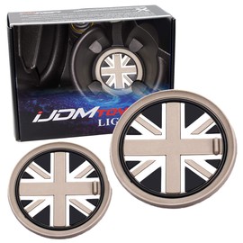 iJDMTOY Black/Grey 73mm Union Jack UK Flag Style Silicone Insert Mats Compatible with MINI Cooper R55 R56 R57 R58 R59 Front Console Drink Holders