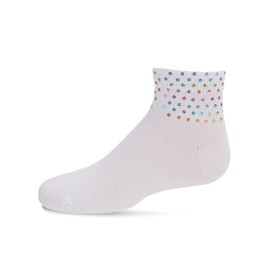 MeMoi Multicolor Sequin Cotton Blend Girls Anklet Sock White 2