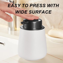 Marstey Foam Hand Soap Dispenser, 400ml Ceramic Foaming Soap Dispenser, Refillable Liquid Lotion Dispenser with Foam Pump for Home Kitchen Bathroom Restaurant Hotel (Black Lid)