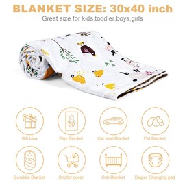 HOTUT Baby Blanket, Cotton Baby Blankets, Newborn, 75 x 100 cm, Soft and Breathable, Baby Throw Blanket, Cuddly Blanket for Baby, Cuddly Blanket for Toddlers, Girls, Boys (Cow)