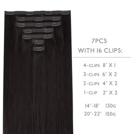 WENNALIFE Genius Seamless Clip in Hair Extensions Human Hair 7pcs Ultra Invisible 50% Thinner Seamless Hair Extensions Clip In Natural Black Hair Extensions Real Human Hair