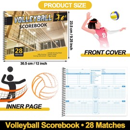 Fuyoooo 4 Pieces Volleyball Scorebook 28 Match Spiral Sport Stats Keeping Book with Season Totals and Team Roster Sheet Volleyball competition Score Record Book for Coaches Youth Adult training Supply