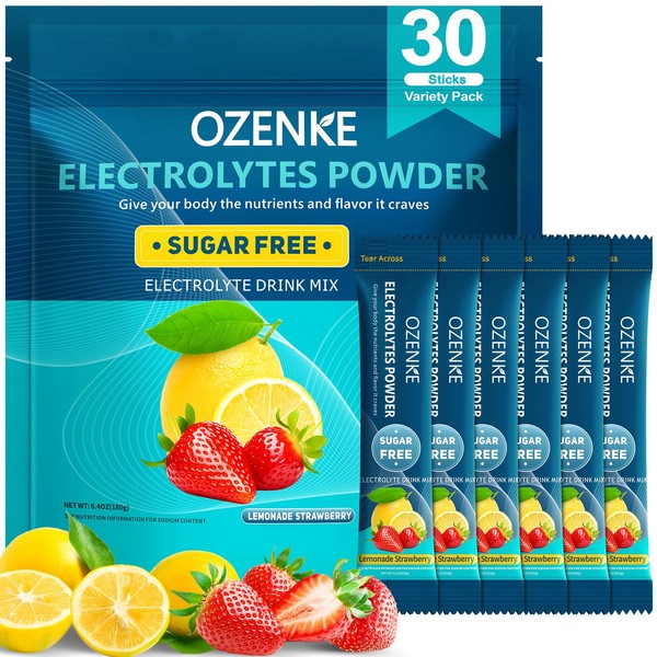 OZENKE OZENKE Electrolytes Powder Packets, 30 Sticks Hydration Packets Sugar