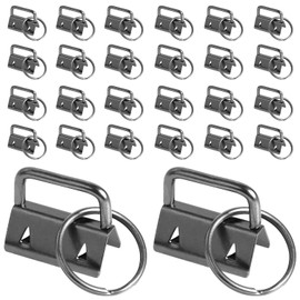 Dveda 100 Pcs 1 Inch Key Fob Hardware, Metal Keychain Wristlet with Keyrings, Wristlet Keychains for Women Men for Bags, Belt, Wallet, Ribbon and Other Hand Craft (Black)