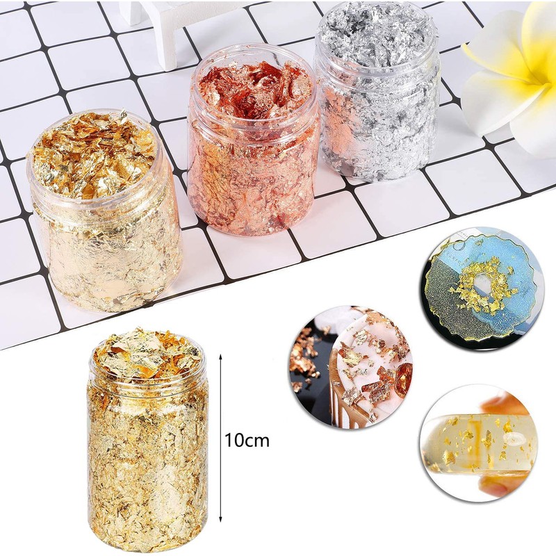 45g Foil Flakes, BetterJonny 3 Bottles Gold Leaf Flakes Gold