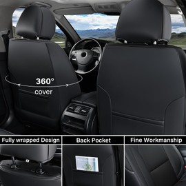 Coverado Front Seat Covers for Ford F150, Leather Auto Seat Cover Fit 2015-2025 F150, 2017-2025 F250 F350 F450 (Black)