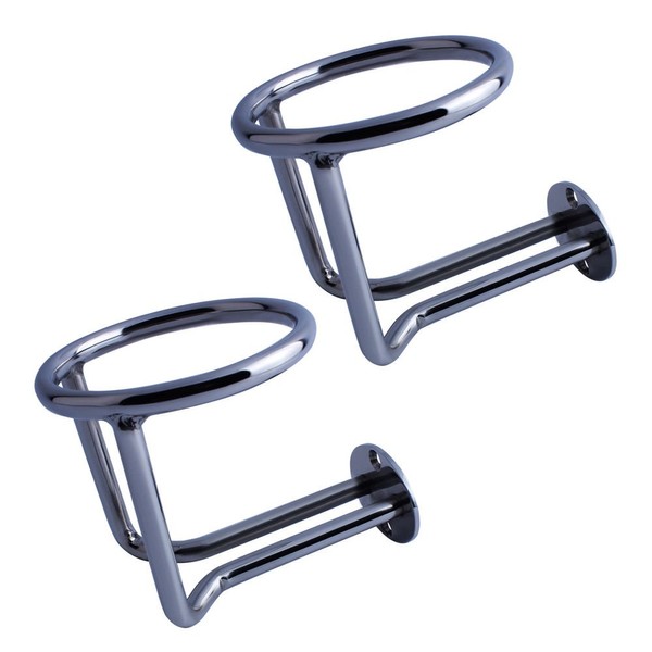 2 PCS Boat Ring Cup Holder Stainless Steel Ringlike Drink Holder for Marine Yacht
