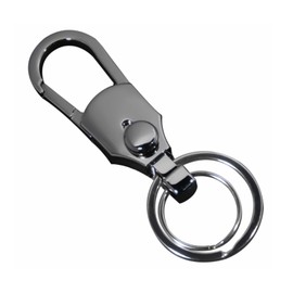 Marino Avenue 01 Stylish Key Holder, One-touch Detachable Double Ring, Carabiner, Lightweight Metallic, Compatible with Cars and Motorcycles, C. Dark Grey
