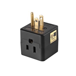 3 Outlet Wall Adapter UL Listed 3 Outlet Power Cube Tap, 3-Prong Outlet Splitter, Multi Plug Outlet Grounded Indoor, 3 Way Plug Adapter, Outlet Extender for Home or Travel (Black, 1 Pack)
