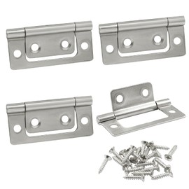 Murtenze 4 Pcs Non-Mortise Door Hinges, Stainless Steel Cabinet Hinges Silver Bifold Butt Hinges with Screws for Door, Windows, Cabinet, Cupboard - 2 x 0.9 Inch