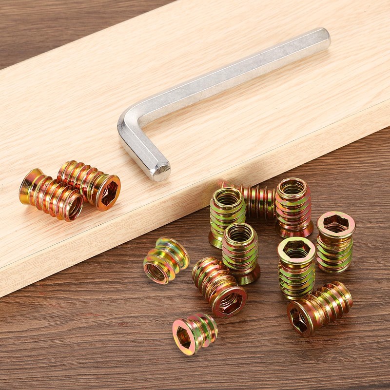 sourcing map 50 Pcs Threaded Insert for Wood, 1/4" -