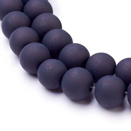 Frosted Glass Beads Black Balls 10 mm Matt Strange Iced Pearl R60