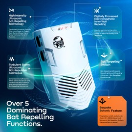 Bat Repellent for Attic, Outdoors & Indoors - Cleanrth CB006 Advanced Ultrasonic Bat Repelling System (2-Pack)