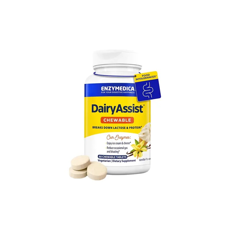 Enzymedica Dairyassist Enzimas Lactosa 60 Tabletas Vainilla