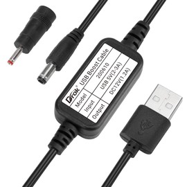 DROK USB to 12v, 5v to 12v USB Boost Converter, USB Cable DC 5v Step Up to 12v, 1A Power Regulator Line with 5.5mm Port 1.2 Meter Length