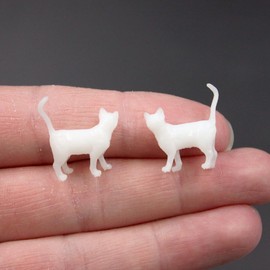Micro Miniature Standing Kitty, Miniature Blank Cat Unpainted Pet Kittens, Dollhouse Tiny Cat, for Dollhouse, Model Domestic, Fairy Garden, Terrarium (2PCS) (Tiny 1:50 Scale cat)