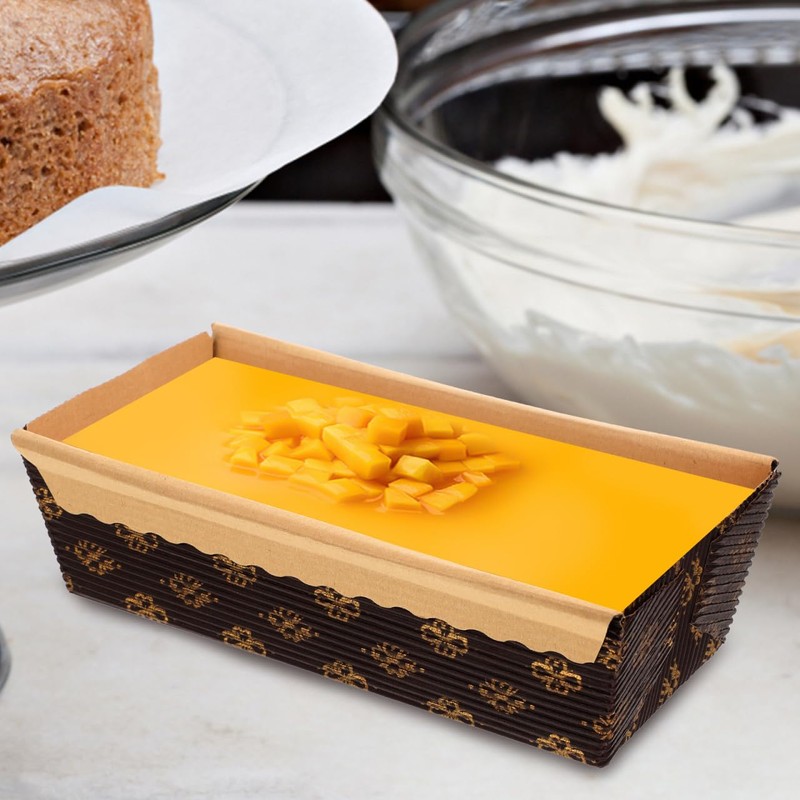 Housoutil 25 Moldes De Pan De Papel Café Rectangular, Papel