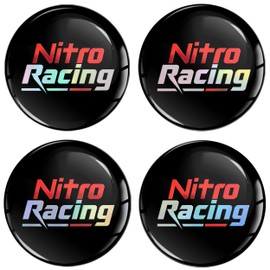 SkinoEu 4 x 68mm 3D Gel Aufkleber für Nabenkappen Radnabendeckel Radnabendeckel Radaufkleber Decals für Kappen Fahrzeug Auto Tuning Emblem Hologramm Nitro Racing A 5068