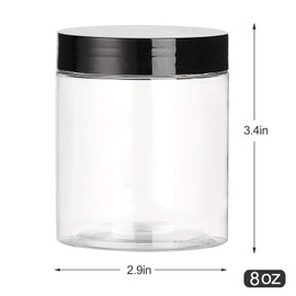 Dabacc 8 OZ Plastic Jars with Lids, 24 Pack Clear Plastic Slime Containers for Kitchen and Household Food Storage of Dry Goods, Creams and More, BPA Free
