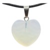Collar Dije Corazón Cuarzo Ópalo Luna Moonstone Cadena Cuero Agua