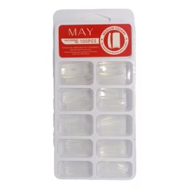 May Caja Con 100 Tips Para Uñas Natural, Frances, Transparentes Color Transparente