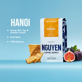 Nguyen Coffee Supply - Hanoi Robusta: Dark Roast Premium Whole Coffee Beans, Vietnamese Single Origin, Direct Trade, Low Acid with High Caffeine Content, Roasted in Brooklyn [12 oz Bag]
