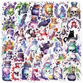 Magic Potion Stickers for Water Bottle,50 PCS Gothic Style Scrawl Stickers Pack for Bicycle Suitcase Laptop Phone Luggage Guitar,Waterproof Vinyl Stickers for Teens Girls Children Party Favors