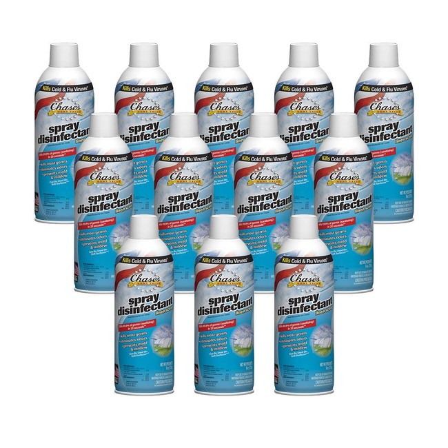 PACK OF 12 - Chases Home Value Disinfectant Spray, Linen, 6 Oz