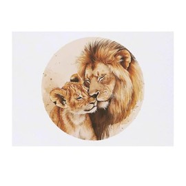 'Father Lion with Cub' Temporary Tattoo - Water Resistant, Skin-Safe, Non-Toxic Transfer (TO00084451)