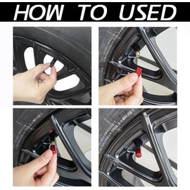 ST Car Tyre Valve Caps Universal Fit Car Boot Decoration Metal Red 4pcs