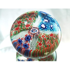 Tripact Inc M Design Art Handcraft Rainbow Millefiori Art Glass Paperweight PW-1121