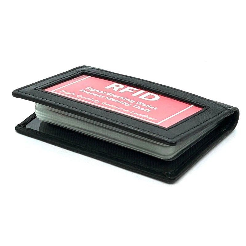 kelvinrolenleathercollection Genuine Leather Business Card Organizer Plastic Insert ID Credit