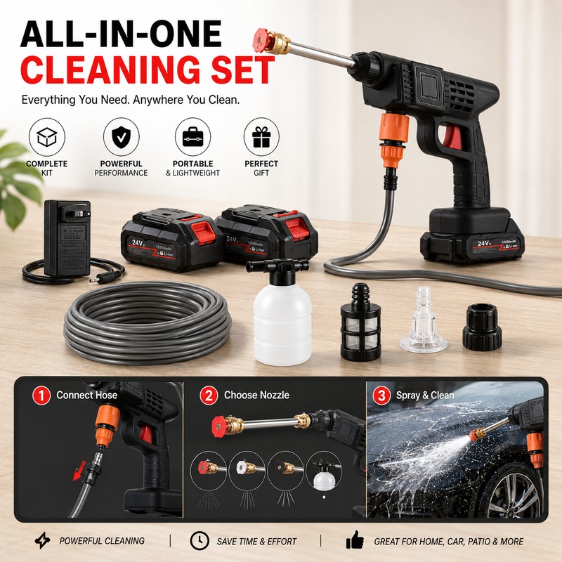 Cordless Pressure Washer for Car Cleaning – 30Bar Portable Spray
