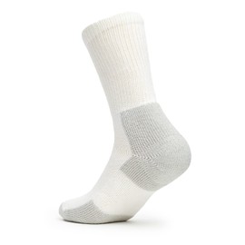 thorlos unisex adult Xj Max Cushion Crew Running Socks, White/Platinum, Large US