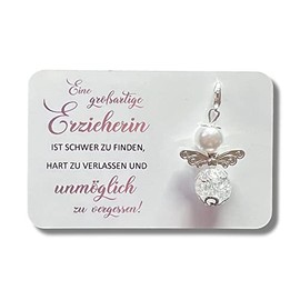 Eine großartige Erzieherin Schutzengel Schlüsselanhänger DANKE Geschenk Abschied Erzieherin Kita Kindergarten Tagesmutter Engel Glücksbringer