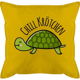 GURLI Cushion 50 x 50 cm – Statement – Chill Toad Turtle – 50 x 50 cm – Yellow – Chill Sofa Cushion with Filling