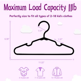 trusir Baby Hangers for Closet 50 Pack Black Plastic Kids Children's Clothes Hangers Non-Slip (Black, 50)