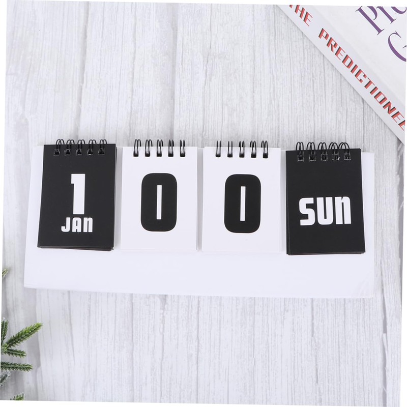 COHEALI 3pcs White Modern Desk Calendar Reversible Design Countdown Calendar