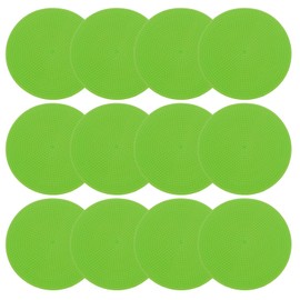 PATIKIL 12 Pcs 4" Poly Spot Markers Non-Slip Rubber Floor Dots and Storage Bag Flat Agility Cone for Sports Training Basketball Football Green