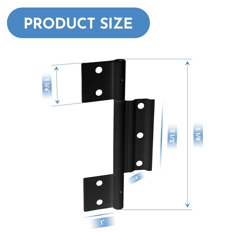 3Pack Black Screen Door Hinges, Aluminum Matte Black Residential Storm