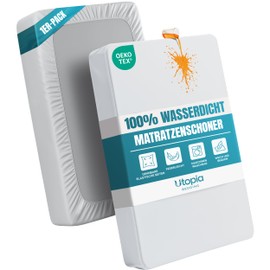 Utopia Bedding Waterproof Mattress Protector, 160 x 200 cm, for Mattresses up to 30 cm Height, Lightweight and Soft Jersey Mattress Cover with Stretchy Sides - White
