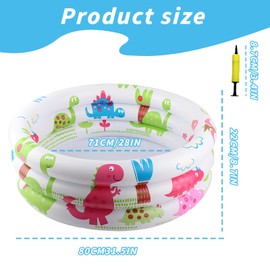 Shyllin 80 x 80 x 22 cm Inflatable Children's Pool, Three Ring Inflatable Paddling Pool, Paddling Pool for Children, Baby Pool Play Pool (Dinosaur)