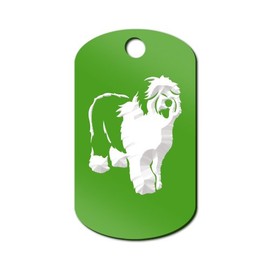 Mister Petlife Old English Sheepdog Engraved Keychain/GI Tag OES Green