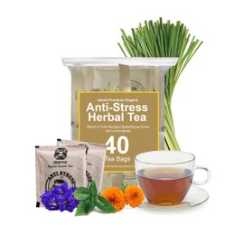 Akshit Organic Anti Stress Tea with Calendula | Marigold Tea, Tulsi, Butterfly Pea Flower, Lemongrass, Herbal Tea Blend, Relaxing Stress Relief Tea, Caffeine Free Non-GMO and USDA Certified stress relief 40 Tea Bags Pack Of 1