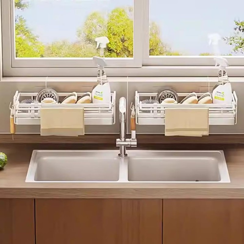 NUODWELL Wall Mounted Kitchen Sink Caddy, Washing up Organiser with