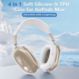 TNSNK Scratch-Resistant Case Cover Compatible with Airpods Max Headphones, TPU Shockproof Case for Airpods Max Accessories (Ear Cup Covers / Headband Cover / Ear Pad Cover / Top Protection) - White